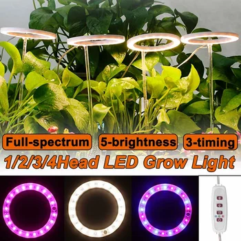 LED Светильники Кольцевой Ассимиляционный Светильник DC5V USB Полный спектр Фитолампы Лампы для выращивания Освещение Домашние растения Рассада Рост Цветок В помещении