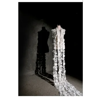 Черно-белый трехмерный ажурный цветок декоративный кружевной ткань аксессуары юбка ручной работы шторы одежда ткань
