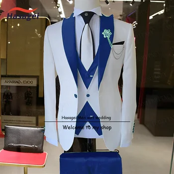 Костюм для жениха Костюм-тройка (пиджак, брюки, жилет, галстук) Элегантный мужской костюм Формальный приталенный наряд