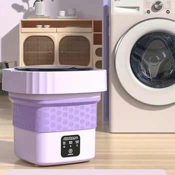 Home Маленькая складная стиральная машина Мини-стиральная машина с отжимом Сушилка Автоматическая машина для мытья носков нижнего белья Портативное ведро для белья