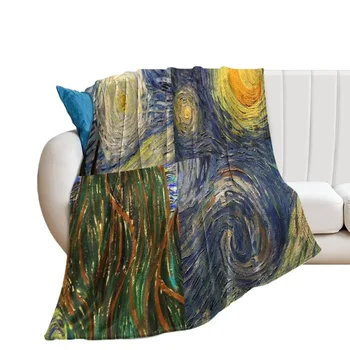 одеяло для детей и взрослых для дивана-кровати диван-кресло осенний сон туристический лагерь ван гог фланелевое одеяло мягкая уютная теплая кровать