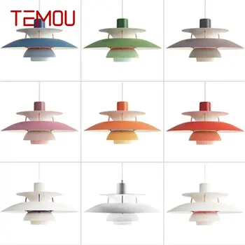 TEMOU Nordic Creative Pendant Light Современные красочные светодиодные светильники для украшения домашней столовой