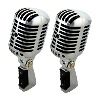 2X Профессиональный проводной винтажный классический микрофон Хорошее качество Динамическая движущаяся катушка Майк Делюкс Металлический вокальный микрофон Майк