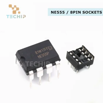 10 шт. NE555 NE555P IC 555 Чип генератора для программирования таймера и 8-контактные DIP-разъемы