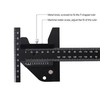 Дропшиппинг Т-образная деревообрабатывающая линейка Линейка из алюминиевого сплава Деревообрабатывающая измерительная линейка Деревообрабатывающие измерительные инструменты для плотника Измерение глубины Ширина