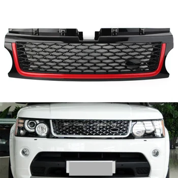 Автомобильная сетчатая решетка переднего бампера ABS с эмблемой для Range Rover Sport 2010 2011 2012 2013 с логотипом Черный + красный