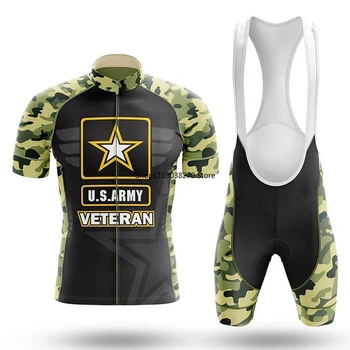 Ветеран армии США Велосипедный комплект Нагрудники Шорты Велосипед Джерси Велосипедная рубашка Одежда с коротким рукавом Велосипед Скоростной спуск MTB Горный костюм