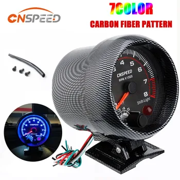 CNSPEED 12 В Тахометр Манометр 3,75 '' Авто Универсальный Черный Тахометр Датчик 7 цветов Inter Shift Light 0-8000 RPM Fit 4 6 8 цилиндров