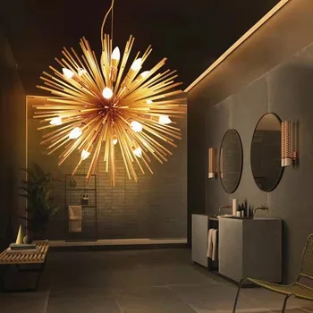Роскошная хрустальная люстра для гостиной Спальня Конусообразная подвесная подвесная лампа Блеск De Cristal Круглое светодиодное освещение лофта