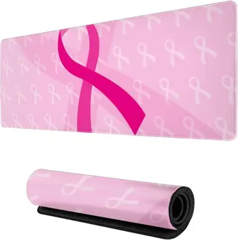 Розовый Breast Cancer XL Большой коврик для мыши для стола Нескользящий длинный расширенный коврик для клавиатуры Коврик для мыши Резиновый настольный коврик 31,5X11,8 дюйма
