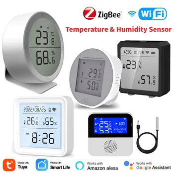 Tuya WIFI Zigbee Smart Датчик температуры и влажности с ЖК-дисплеем Приложение / голосовое управление через Alexa Google Home Smart Life