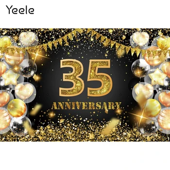 Yeele 35th Anniversary Birthday Party Золотые воздушные шары Блестки Фотография Фон Фотографические фоны для фотостудии