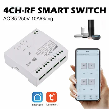 SMG Tuya Smart Life APP Управляемый 4CH WiFi Smart Receiver Модуль беспроводного переключателя Smart Home 85-250V RF Relay для приложения Alexa Tuya