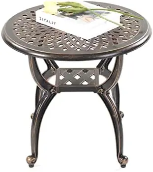 стол, устойчивый к ржавчине литой алюминиевый приставной столик, устойчивый к атмосферным воздействиям торцевой столик, журнальный столик, идеально подходит для заднего двора или сада. (