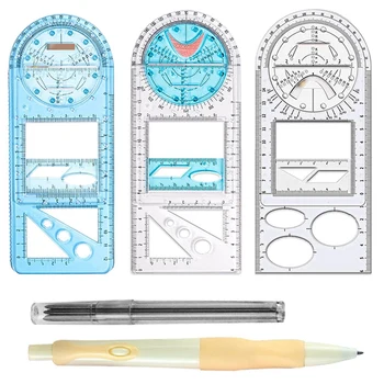 Многофункциональные инструменты для рисования геометрических линеек, для детского кабинета с карандашом