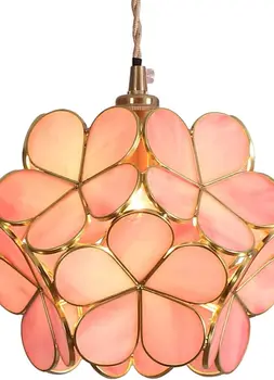 0742 Витражный потолочный подвесной светильник в стиле Тиффани с 8-дюймовым абажуром (розовый)