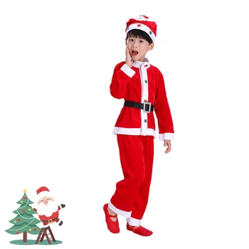 Рождество Мальчик Малыш Санта Костюм Наряды для мальчиков Дети Клаус Костюм Одежда
