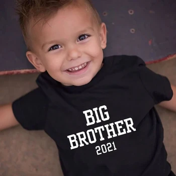Большой брат 2021 Рубашка Топы для младенцев для малышей Лето с коротким рукавом Футболки с анонсом Детская мода Свободная футболка