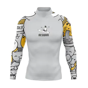 2023 Мужская футболка для серфинга Рашгард с длинным рукавом UPF 50 Защита от ультрафиолета Скинсьют Серфинг Дайвинг Плавание Тугие Рашгард Спортивная одежда