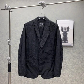 2023 Four Season Yohji Yamamoto Dark y3 Series Плиссированные мужские тонкие повседневные маленькие костюмные пальто с несколькими карманами 0