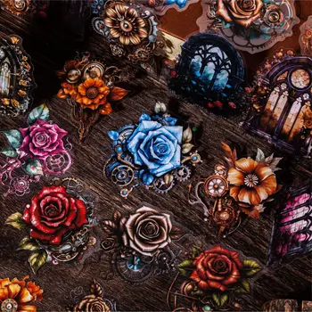 12 листов Nightmare Flower Series Винтажная цветочная наклейка PET Креативный DIY Журнал Коллаж Декор Материал Канцелярские товары