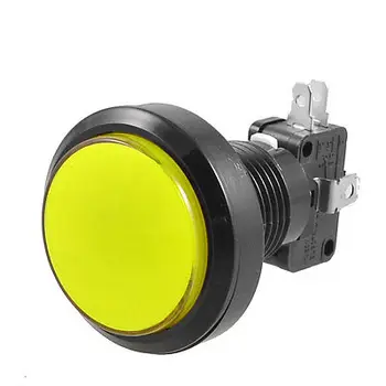 36 мм Диаметр желтой круглой кнопки с микроконцевым выключателем для аркадных видеоигр