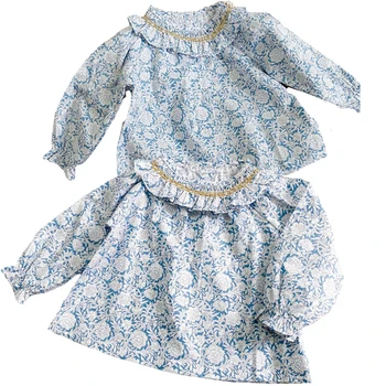 Осень Весна Детская одежда Малыш Одежда для девочек Хлопок с длинным рукавом Цветочная вышивка Футболка для девочек Детская рубашка