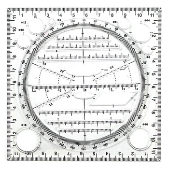 2X Многофункциональный шаблон для рисования круга, инструмент для геометрического рисования, измерительная линейка, вращающийся угол