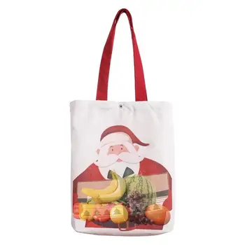 Рождественская холщовая подарочная сумка Подарочная сумка Santa Tote Сумка для покупок Повседневная сумка через плечо для вечеринок Школьная работа