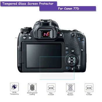 9H Защитная пленка для ЖК-экрана из закаленного стекла Настоящая стеклянная защитная пленка для аксессуаров для камер Canon 77D