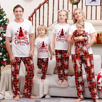 Family Wear Родитель-ребенок Рождественская домашняя одежда Пижамный комплект Милый Смешной И Полный Праздничной Атмосферы Европейский И Американский