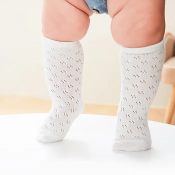 Детские носки для девочек Хлопковые летние сетчатые тонкие младенческие мягкие носки для девочек Модные детские носки принцессы 0-5 лет