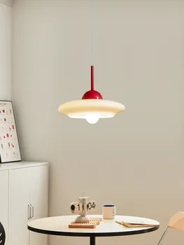 AiPaiTe Стеклянная стеклянная светодиодная люстра в стиле французского кремового цвета для гостиной, столовой, спальни, кабинета, скандинавского минимализма, длинной люстры