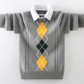Детский свитер для мальчиков 2023 Осень Зима Трикотажный хлопок Одежда для малышей Детский кардиган Свитер для возраста 5-15 лет Верхняя одежда Пальто