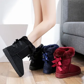 Брендовая женская обувь Резиновые сапоги на плоском каблуке Сапоги с круглым носком Австралия Сапоги-Женская зимняя обувь Мода Дождь Лодыжки Дамы Снег 2023