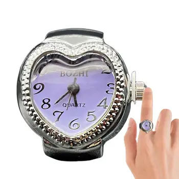  Винтажные часы с кольцом на палец Эластичный ремешок Эластичные кварцевые круглые кольца Часы с эластичным кольцом Эластичный кварц Аналоговые часы с кольцом на палец