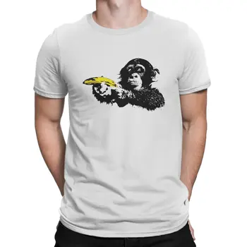  Банановая обезьяна Футболка для мужчин Бэнкси Винтажная хлопковая футболка Футболка с круглым вырезом и коротким рукавом Футболки Подарок на день рождения Топы