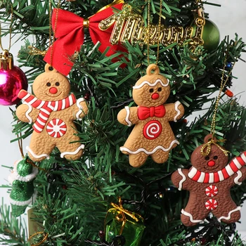 Пряничный человечек Плюшевая кукла Детский подарок Рождественская елка Висячее украшение Кулон Navidad Рождественское украшение для украшения дома