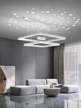 Минималистичная люстра для гостиной со звездным небом Современный минималистичный креатив 2023 года Новые романтические квадратные светильники для спальни в столовой