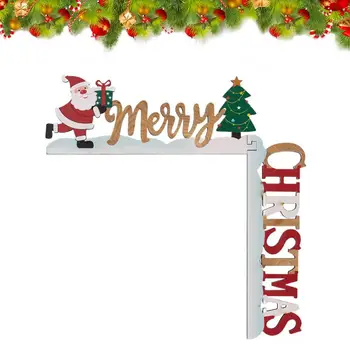 Рождественская дверная рама Украшения Санта-Клаус Рождественская елка Деревянный дверной знак Декор Счастливого Рождества Санта-Клаус Рождественская елка под прямым углом