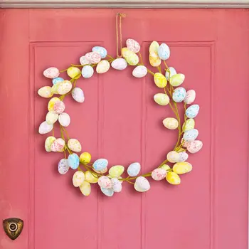 красочный пасхальный венок для яиц детский подарок 36 см ручной работы дверь венок украшения висячие яйца гирлянда украшения пасха