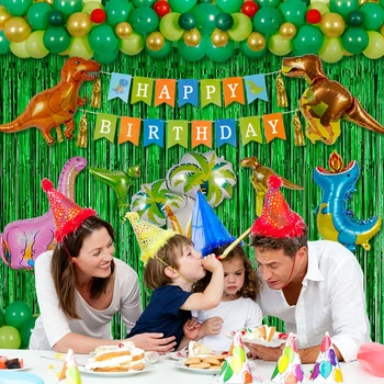 OurWarm Динозавры Тема Воздушный шар Детский душ Украшение для вечеринки День рождения Набор для детей Девочка И Мальчик День Рождения Воздушный Шар Декор