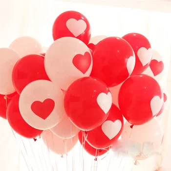 30 шт. 12-дюймовые красные белые латексные воздушные шары для Дня святого Валентина Украшение свадебной вечеринки Шары для годовщины дня рождения