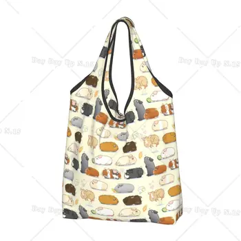 Custom Fashion Guinea Pig Parade Shopping Bags Женские портативные продукты большой емкости Животные Tote Сумки для покупок