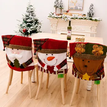 Снеговик Рождественский стул Задняя крышка столовой Кухня Отель Праздничная вечеринка Рождественские украшения Чехлы для стульев