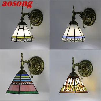 AOSONG Настенный светильник Tiffany в европейском стиле, светодиодный креативный простой винтажный светильник бра для дома, гостиной, балкона, прохода