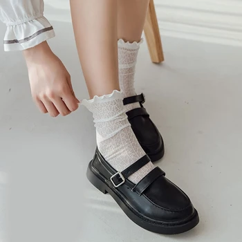 2 пары летних ушей боковые носки с дышащей сеткой средние носки сплошной цвет тонкие ажурные кружевные корейские носки