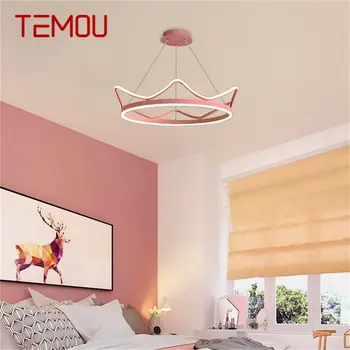 TEMOU Скандинавские подвесные светильники Розовая корона Современный роскошный светодиодный светильник для украшения дома