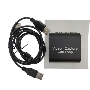 Портативная карта захвата игр с петлевым выходом, HDMI-совместимая с USB 2.0 1080P Аудио Видео Граббер Box Recorder для ПК с Windows 7/8/10