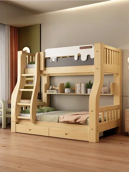 Верхняя и нижняя кровати из массива дерева, материнская кровать, многофункциональная детская кровать, высокая и низкая кровать, два слоя верхней и нижней кроватей